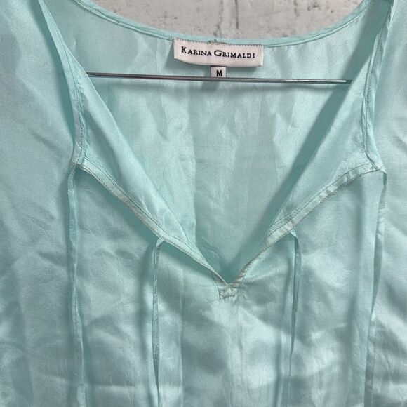 Karina Grimaldi Green Sundress Sleeveless Colorful Scoop Neck w Tassels NWOT - Picture 2 of 4